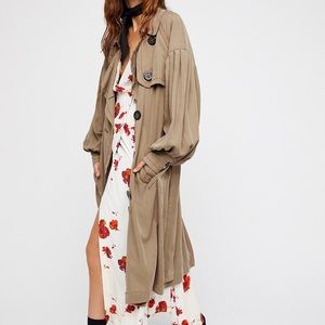 Free People Balloon Sleeve Trench Coat